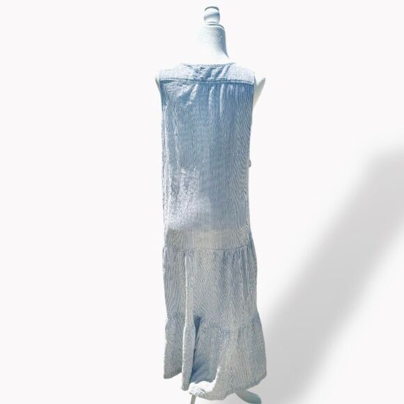 Max Studio Maxi White and Blue Dress Sz L - Picture 4 of 9